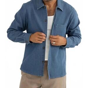 NEW RHYTHM. textured corduroy shirt in washed indigo